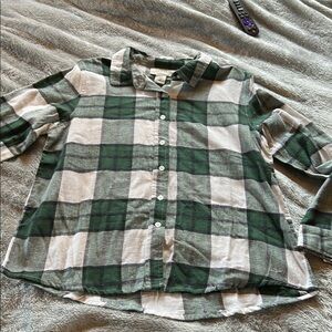 Green and White Plaid Shirt